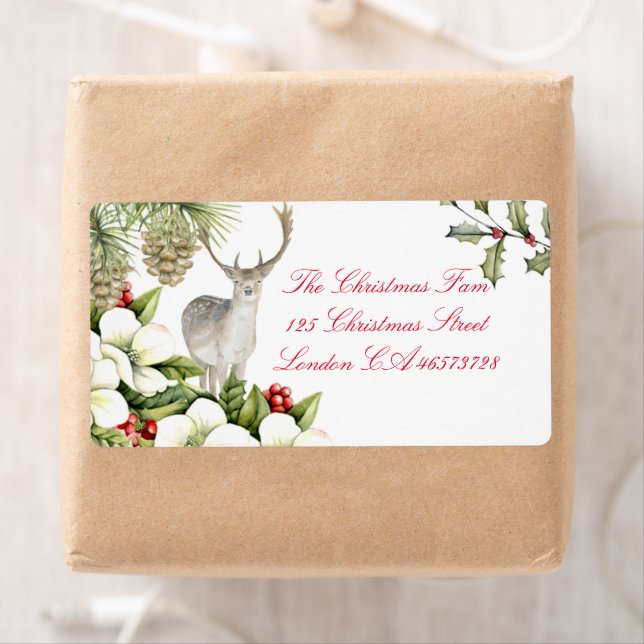 Etiket kerst hert fraktsedel (Insitu)