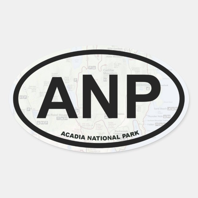 Etikett Acadia karta (svart text) (Framsida)
