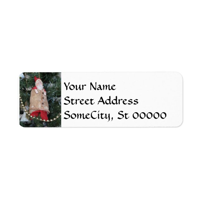 Etikett - Antique Santa i Träd Returadress Etikett (Framsidan)