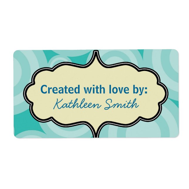 Etikett Aqua Swirlies Recipe/Goodies Fraktsedel (Framsidan)