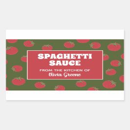 Etikett av spaghetti sauce, marinara eller tomater