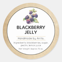 Etikett Blackberry Sylt eller Jelly Canning Burk