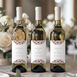 Etikett Boho Blommigt Rosa ros Garden Wedding Vin
