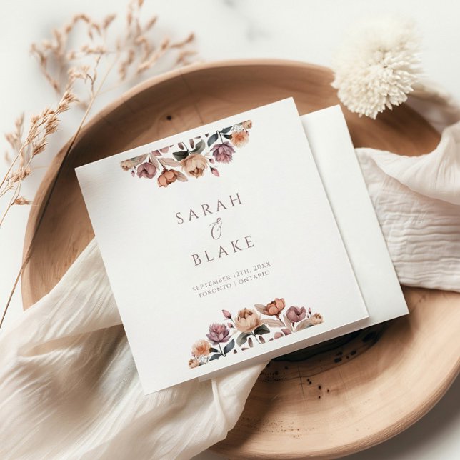 Etikett Boho Blommigt Rosa ros Garden Wedding Vin Pappersservett (Skapare uppladdad)