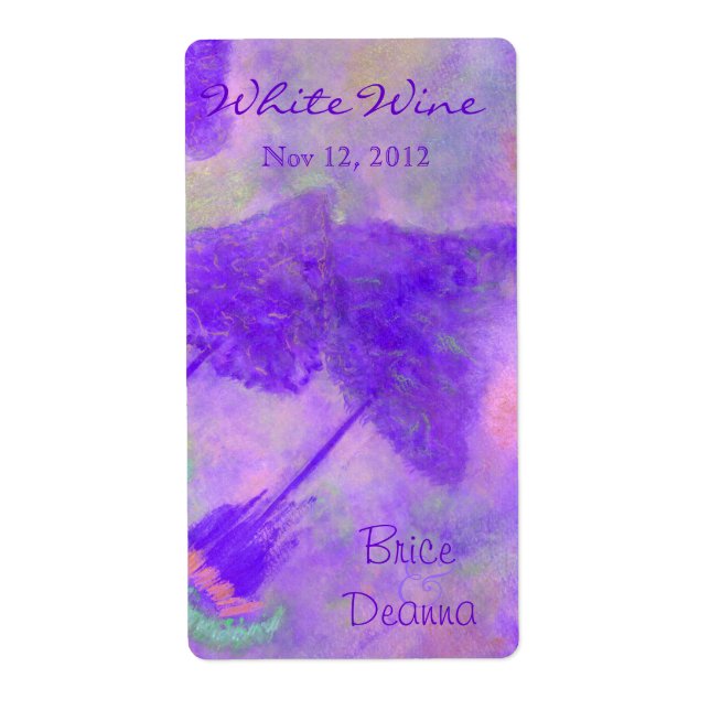 Etikett Bright Lila Träd Bröllop Vin Fraktsedel (Framsidan)