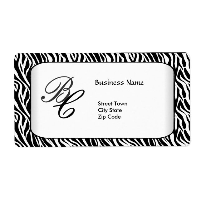 Etikett Business Elegant Svart Zebra Vit Elite Fraktsedel (Framsidan)