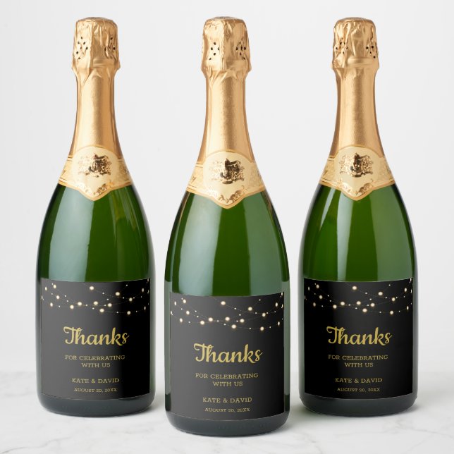 Etikett Cheers Black och Guld Luxury Sparkling Vin (Flaskor)