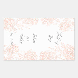 Etikett Coral Peonies Blommigt Bröllop Vin