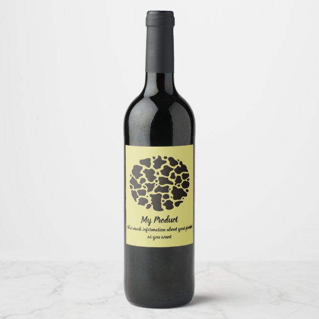Etikett Cow Mönster Vin (Framsida)