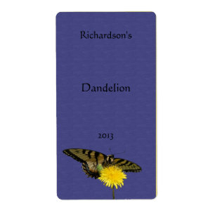 Etikett Dandelion och Butterfly Vin Fraktsedel