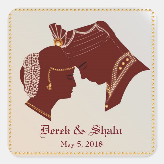 Etikett Dulha-Dulhan Indian Bröllop/dekal (Framsida)