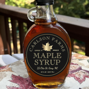 Etikett Editable Maple Syrup Guld Maple Löv