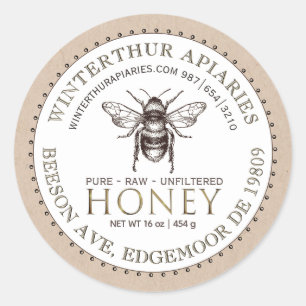 Etikett Editable White och Kraft honey Burk Bee