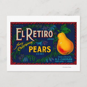 Etikett El Retiro Pear Låda Vykort