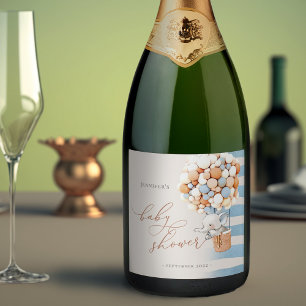 Etikett Elephant Balloon Baby Shower Sparkling Vin