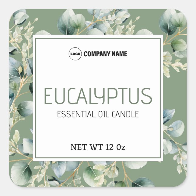 Etikett Eucalyptus Flavor Candle Label (Framsida)