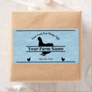 Etikett för ägg Blue Burlap Chicken Farmhouse Fraktsedel