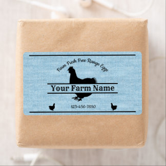 Etikett för äggkartongen Blue Burlap Chicken Farmh Fraktsedel