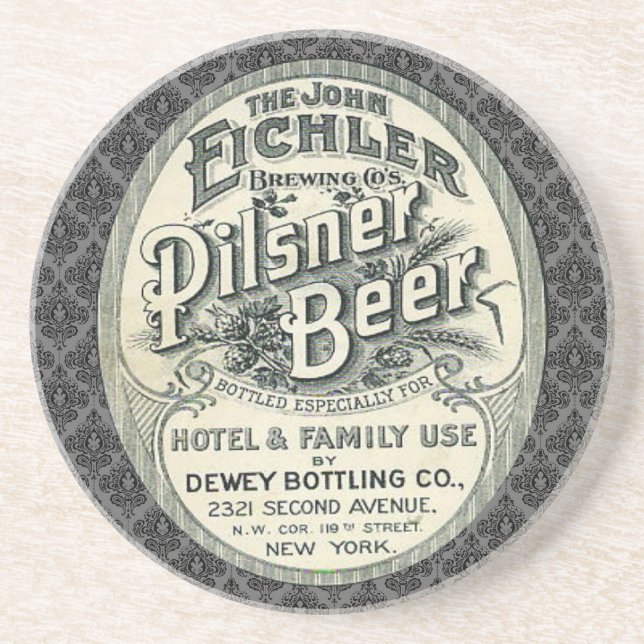 Etikett för annons för vintagePilsner öl Underlägg (Framsidan)