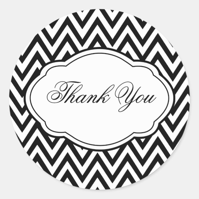 Etikett för anpassade Black & White Chevron-märke (Framsida)