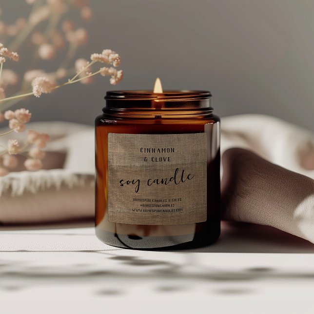 Etikett för Anpassningsbar av ljus för halvljus, r (Rustic Distressed Burlap Custom Candle Label)