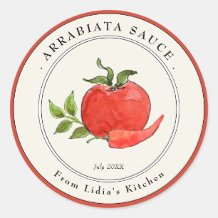 Etikett för Arrabiata Pasta sauce Burk