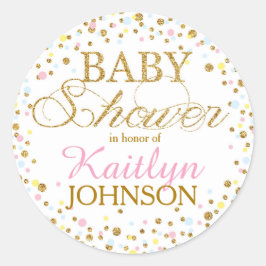 Etikett för baby shower för guld- glittergender