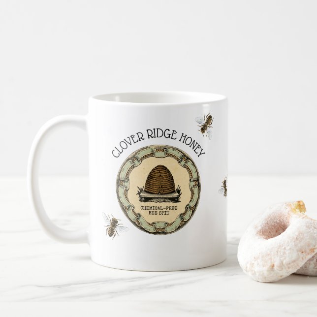 Etikett för Beekeeper för honungbilantgård Kaffemugg (Med munk)