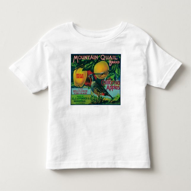 Etikett för bergQuailApple låda T Shirt (Framsida)