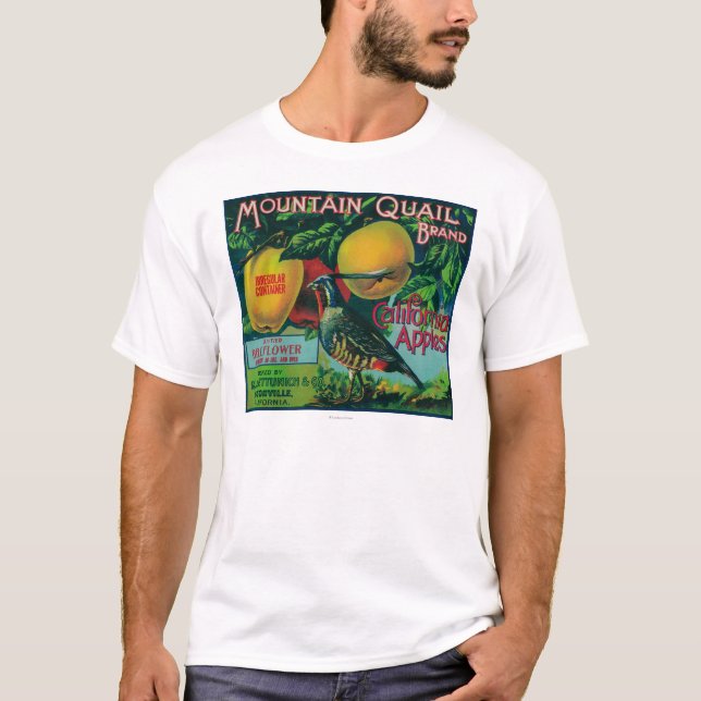 Etikett för bergQuailApple låda Tee Shirt (Framsida)