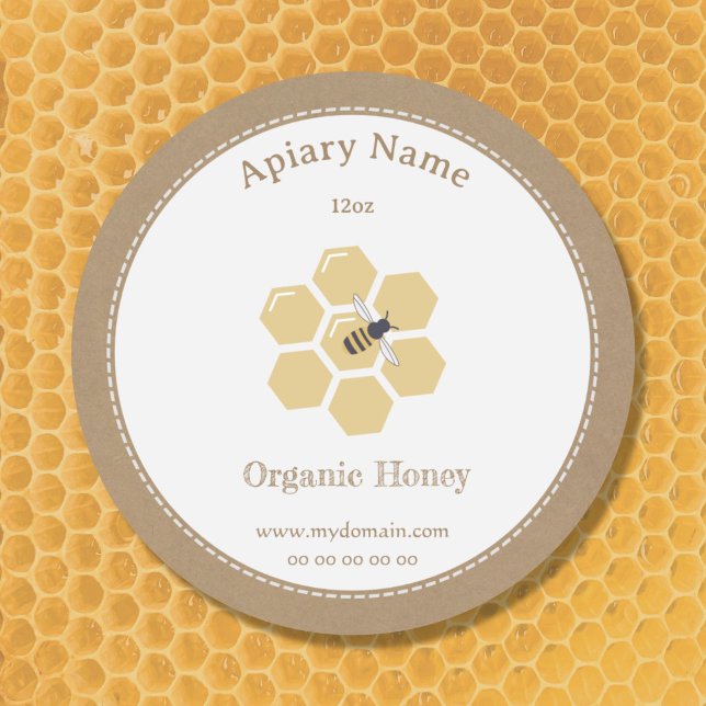 Etikett för biodling för etiketten Rustic Honung B (Rustic Honey Jar Label)