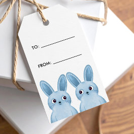 Etikett för blå bunnies Gift med text till/från