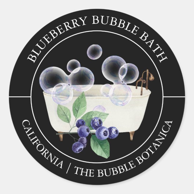 Etikett för blåbär Bubble Bath (Framsida)