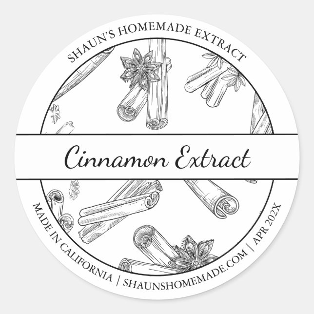 Etikett för Black & White Sketch Cinnamon Extract (Framsida)