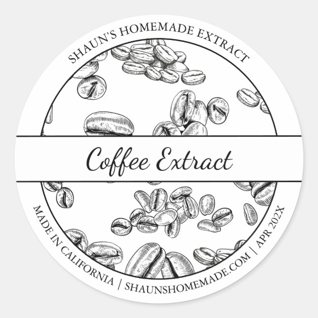 Etikett för Black & White Sketch Coffee Extract (Framsida)