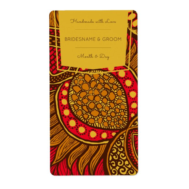 Etikett för Blommigt för afrikansk Ankara Blue Gul Fraktsedel (Framsidan)