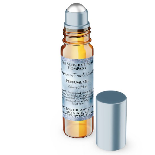 Etikett för Blue Foil & Glitter Roller Flaska (Skapare uppladdad)