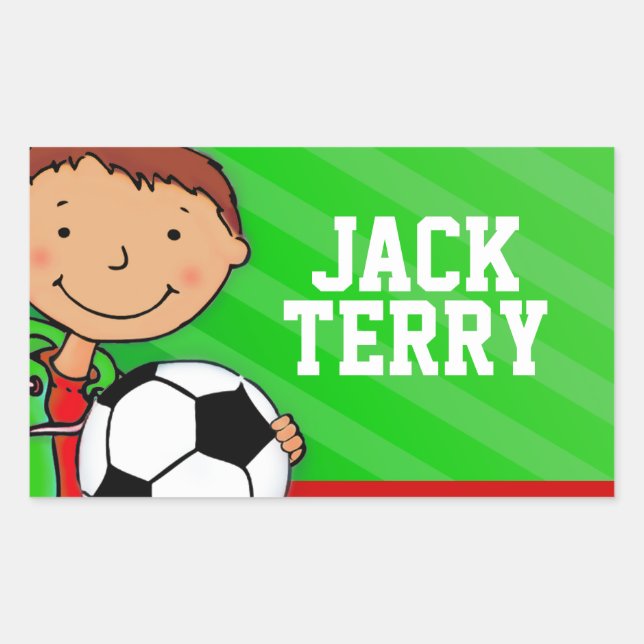 Etikett för bojfotbollsfotboll namn grönt id-etike (Framsida)