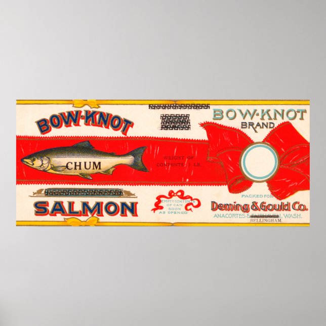 Etikett för Bow Knot Brand Salmon Poster (Framsidan)