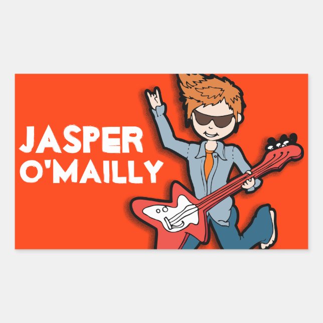 Etikett för boys rockstjärna namn orange-ID (Framsida)