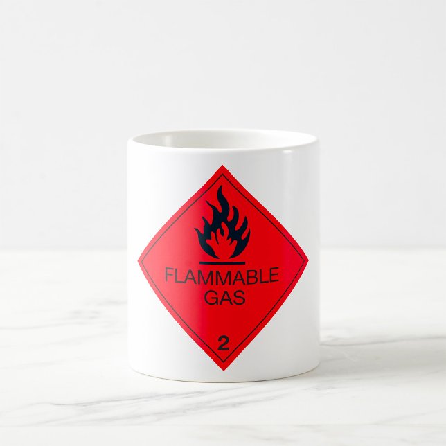 Etikett för brandfarliga gaser  varning kaffemugg (Skapare uppladdad)