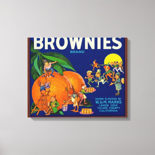 Etikett för Brownies Brand Citrus Låda Canvastryck (Framsida)