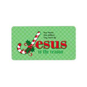 Etikett för candy caneJesus adress Adressetikett