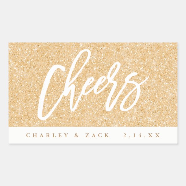 Etikett för Cheers Guld Glitter Mini Vin Mini Cham (Framsida)