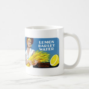 Etikett för citron-kornvatten kaffemugg