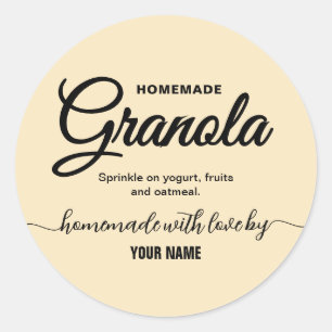 Etikett för Cream Elegant Script homemade granola