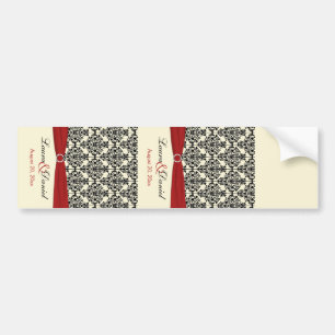 Etikett för Cream, Red och Black Damask Vin