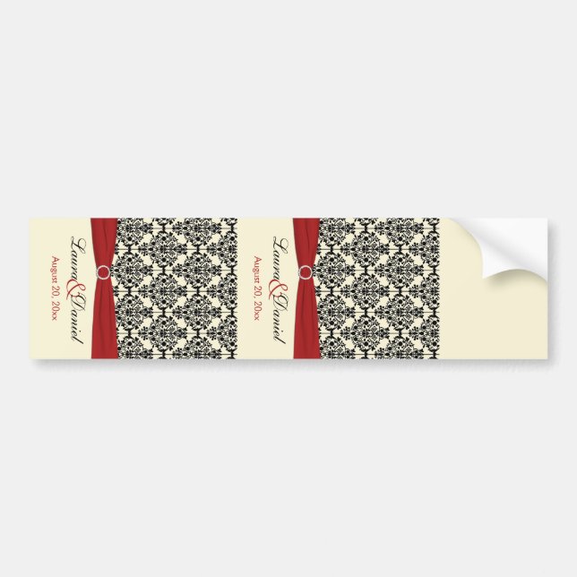 Etikett för Cream, Red och Black Damask Vin (Framsidan)