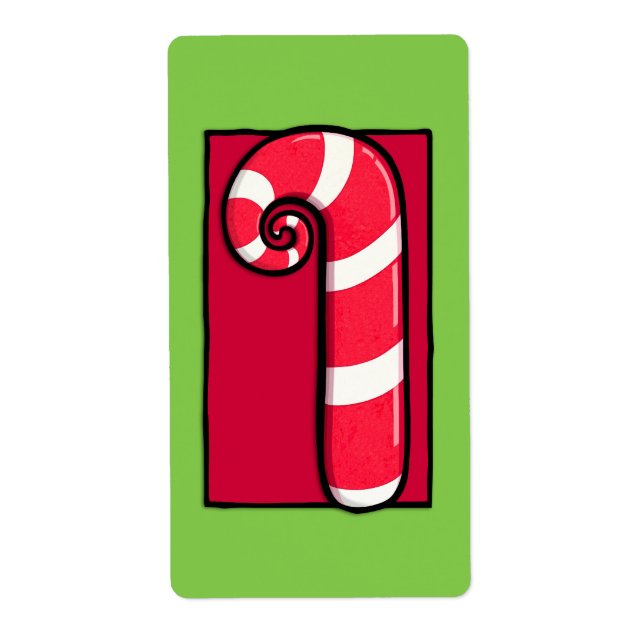 Etikett för Curly Candy cane grönt Sticker Fraktsedel (Framsidan)