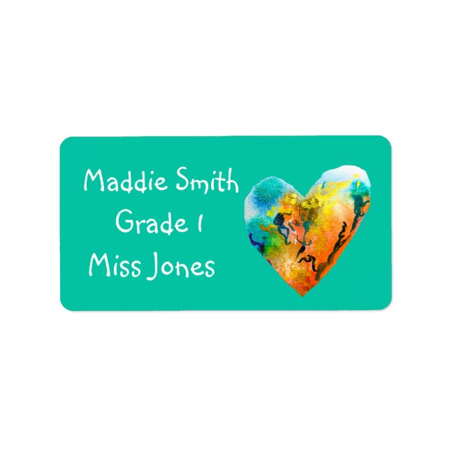 Etikett för Cute Graffiti-hjärtbarn bok Adressetikett (Framsidan)